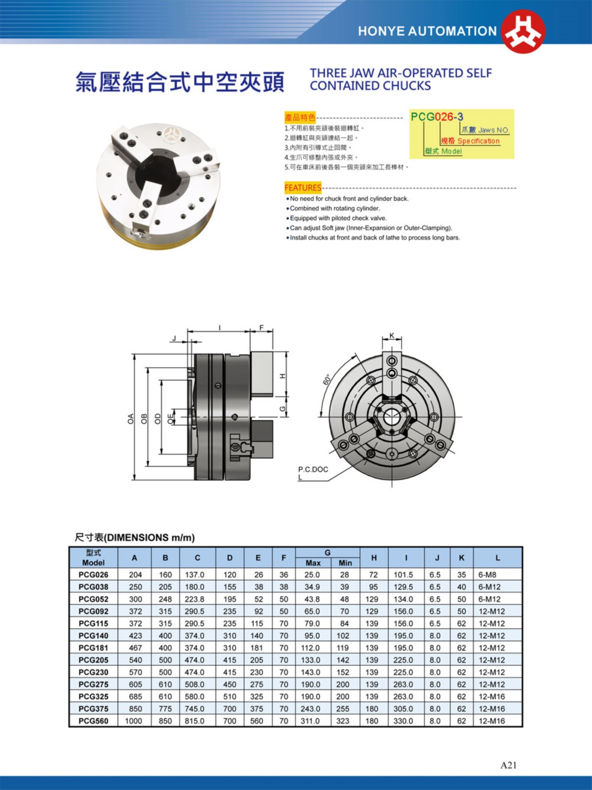 浩揚(yáng)氣壓結(jié)合式中空卡盤參數(shù)表